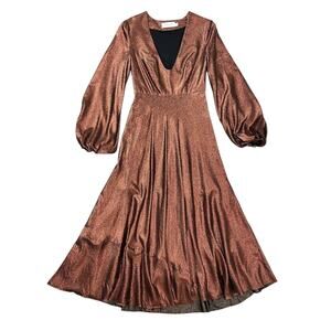 Zimmermann Bronze Adorn Metallic Plunge Dress